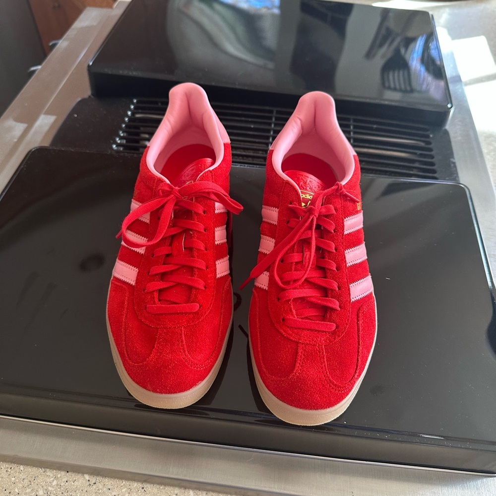 adidas Gazelle Women's Red and Pink Suede Sneakers - Picture 4 of 7